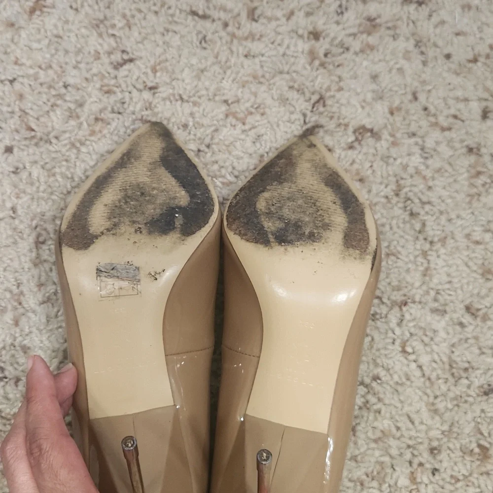 Kurt Geiger London Britton Nude Patent Leather Heels Women's Size 38.5 E…